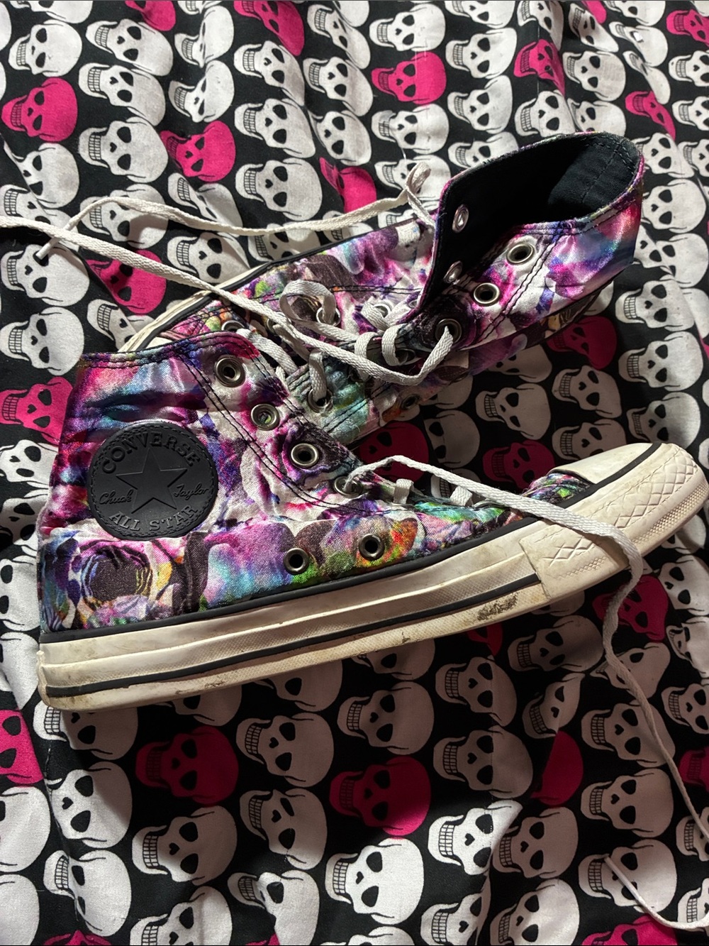 Floral multicolored satin high tops